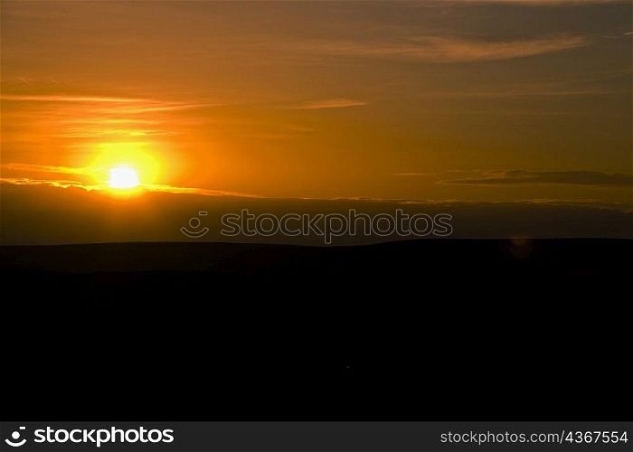 Sunrise over a landscape, Inner Mongolia, China