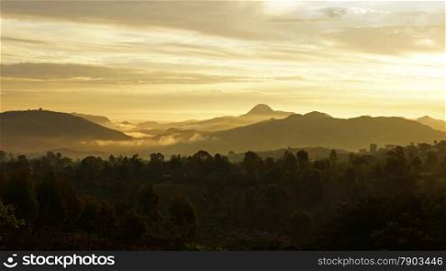 Sunrise over Konso Mountains, Ethiopia, Africa
