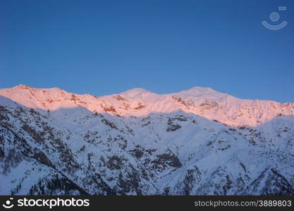 Sunrise over mountain peak Northern area of Pakistan