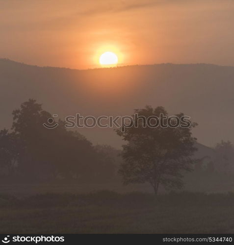 Sunrise over mountains, Chiang Rai, Thailand