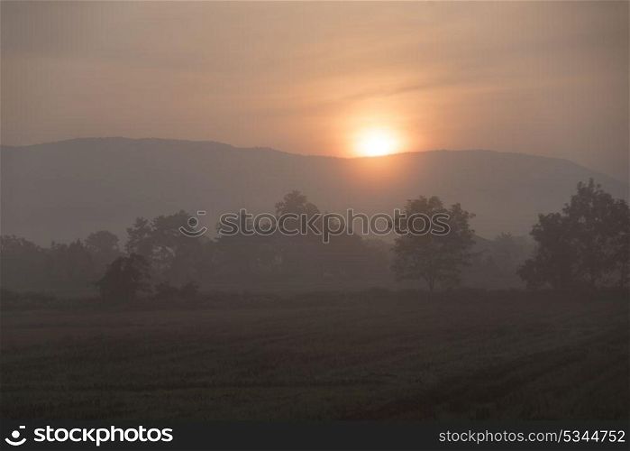 Sunrise over mountains, Chiang Rai, Thailand