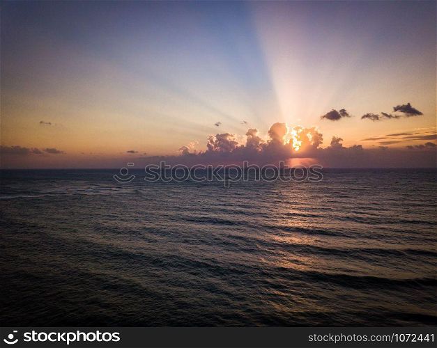Sunrise over the Indian ocean on the Swahili coast, Tanzania.