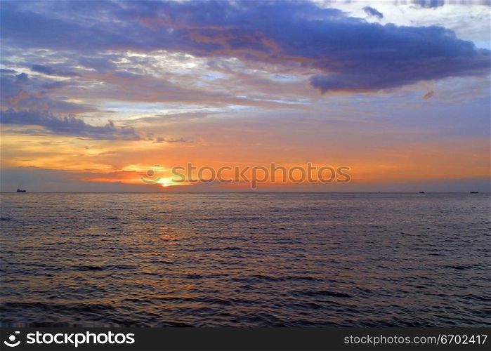 Sunrise over the Mediterranean ocean, Malta.
