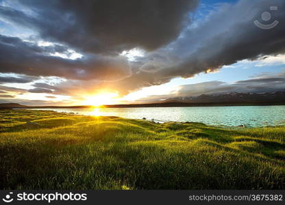 Sunrise scene on lake