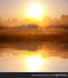 Sunrise scene on lake