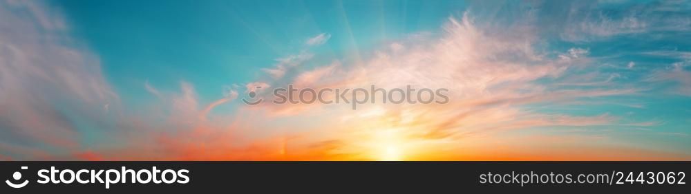 Sunrise sky panorama with a bright sun. Sunrise sky panorama with bright sun