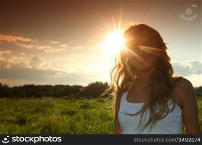sunrise sun in woman hair