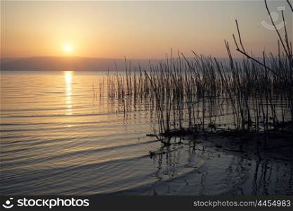 Sunrise the lake Kinneret, Israel