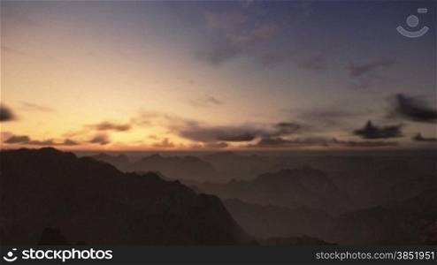Sunrise Time Lapse over Mountains Peaks