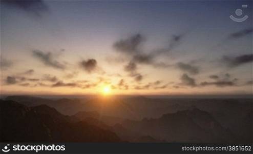 Sunrise Time Lapse over Mountains Peaks, camera tilt