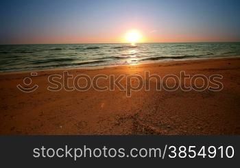 sunrise with wave on beach