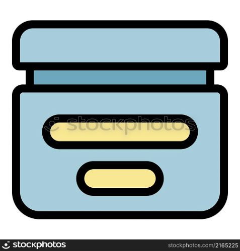 Sunscreen jar icon. Outline sunscreen jar vector icon color flat isolated. Sunscreen jar icon color outline vector