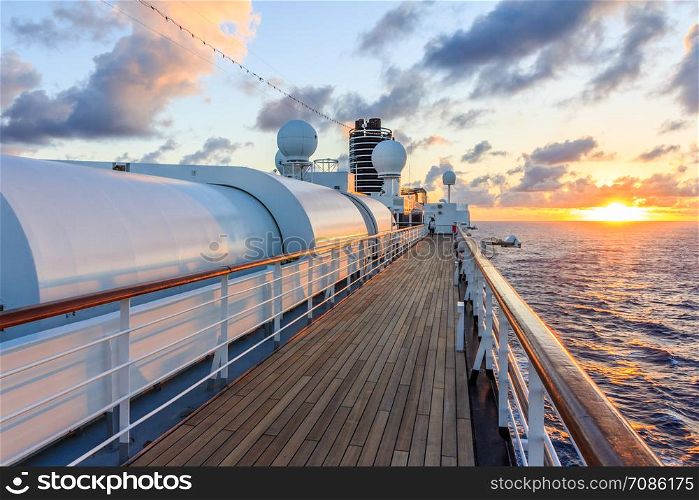 Sunset aboard a cruise ship, South Pacific.