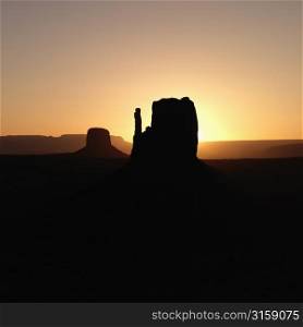 Sunset and desert silhouette