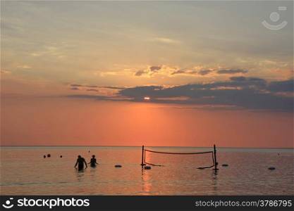 Sunset at Aegean sea,Mediterranean,Greece,Halkidiki peninsula