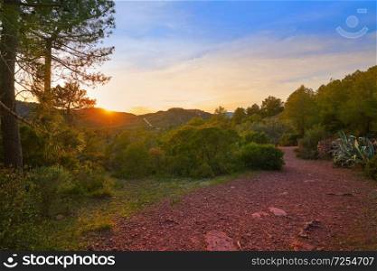 sunset at Calderona Sierra of Valencia at spain