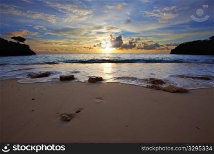 Sunset at Jeremi beach on Curacao, Caribbean