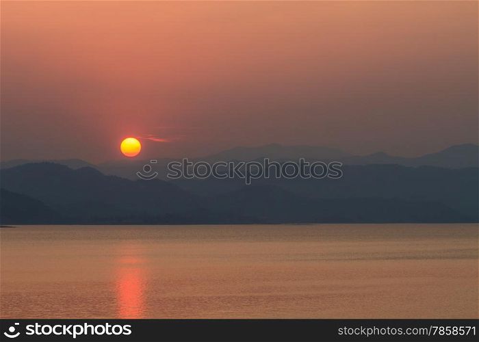 Sunset at lake, Kaeng Krachan Dam, Kaengkrachan National Park Thailand