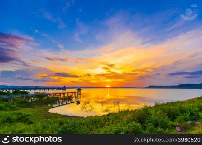 sunset at Lum Chae dam, Khonburi, Nakhon Ratchasima, Thailand