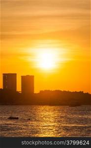 Sunset at Pattaya. Beautiful sunset on the beach in Pattaya