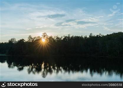 sunset at Sai Sorn Reservoir,Khao Yai National Park,Thailand