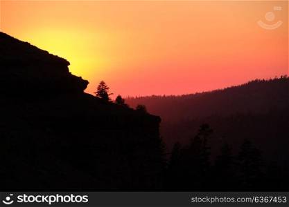 Sunset at Sierra Nevada mountains in California, USA