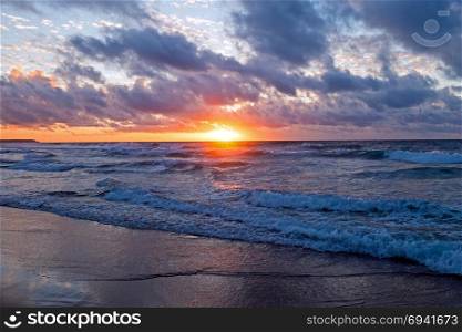 Sunset at the atlantic ocean in Portugal