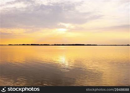 Sunset at the IJsselmeer in the Netherlands near Amsterdam