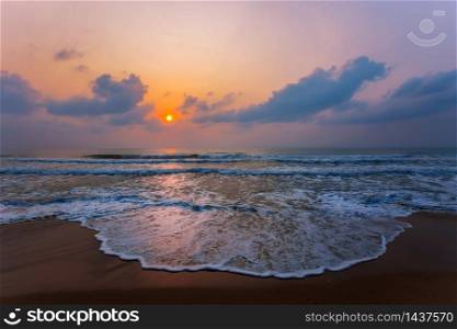 Sunset. Beautiful sunset Baltic Sea. Painting Sea sunset. The sea at sunset. Amazing sea sunset. Sunset sea waves. Summer Sunset. Beautiful seascape evening sunset sea and sky horizon