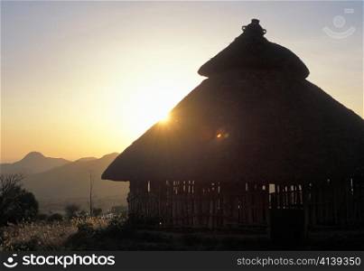 Sunset behind a Konso Hut in Ethiopia