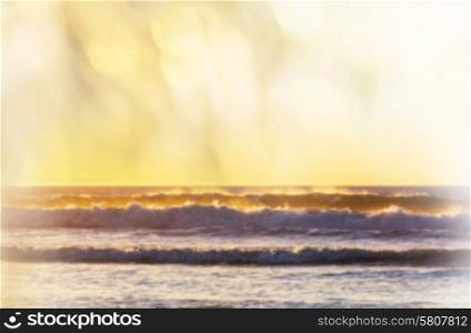 Sunset blur on ocean beach