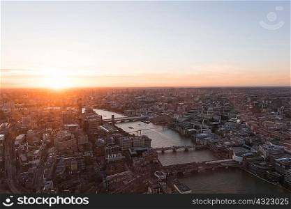 Sunset cityscape view from The Shard, London, UK
