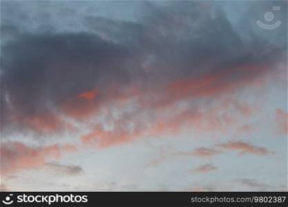 sunset clouds. Dramatic sky during dawn