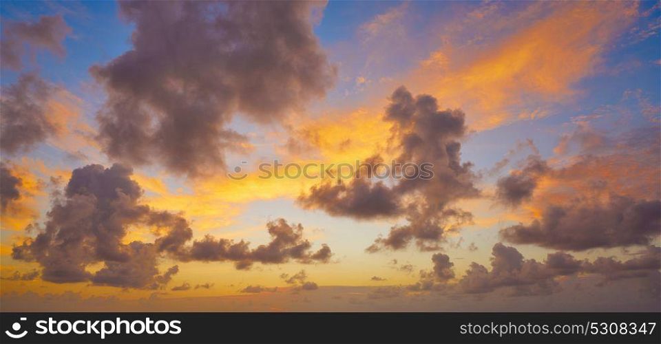 Sunset colorful dramatic sky clouds over Mexico