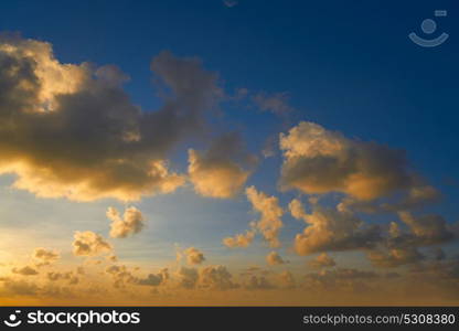 Sunset colorful dramatic sky clouds over Mexico