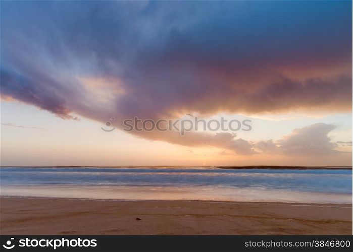 Sunset from the beach at Praia do Furadouro, Ovar, Portugal.
