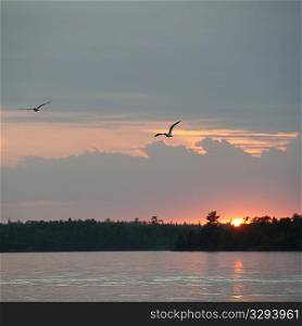 Sunset horizon over Lake of the Woods, Ontario