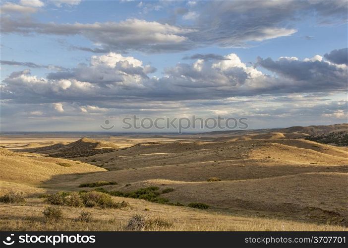 sunset illuminates the rolling prairie at foothills of Rocky Mountains in Colorado - Soapstone Open Space near Fort Collins
