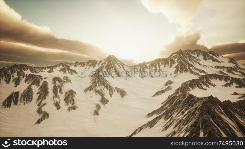 sunset in Alpes - european skiing resort. Sunset in Alpes Mountains