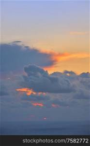Sunset in Clouds Over Lefkada Island, Greece