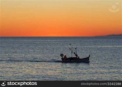 sunset in Mediterranean sea