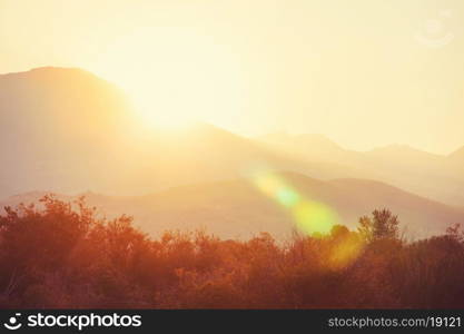 Sunset in mountains