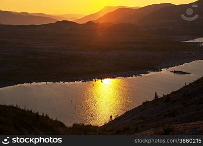 Sunset in mountains