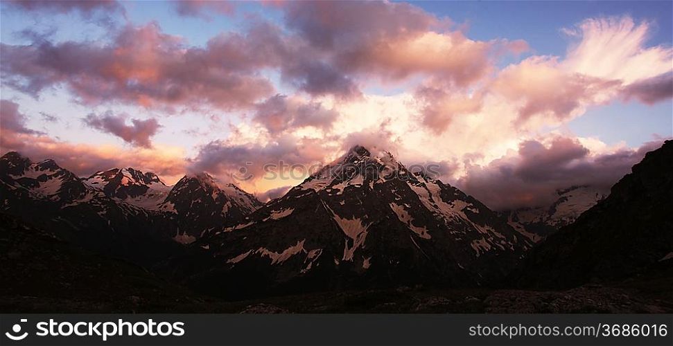 Sunset in mountains