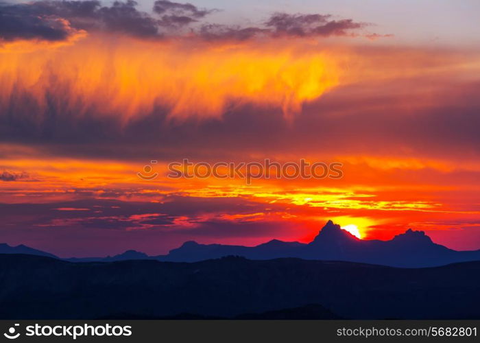 sunset in mountains