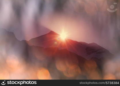 sunset in mountains