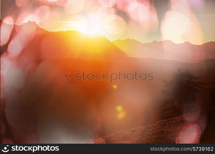 sunset in mountains