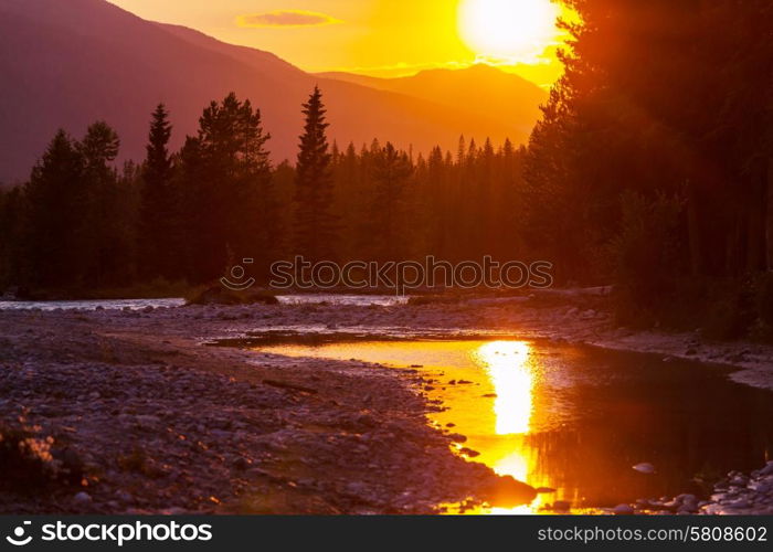 Sunset in mountains