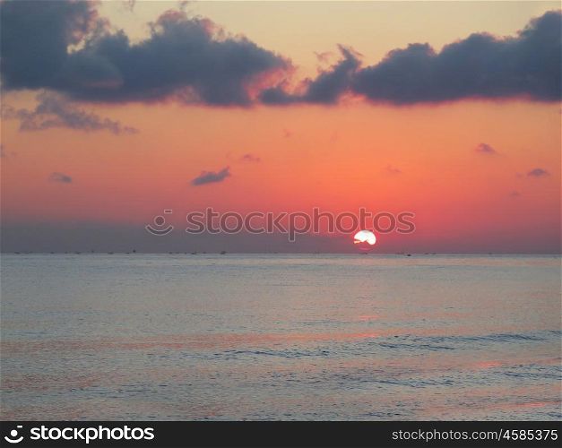 sunset in ocean Bali. sunset in ocean Bali