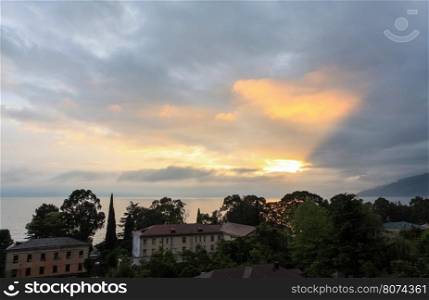 Sunset in the city of Gagra, Abkhazia.